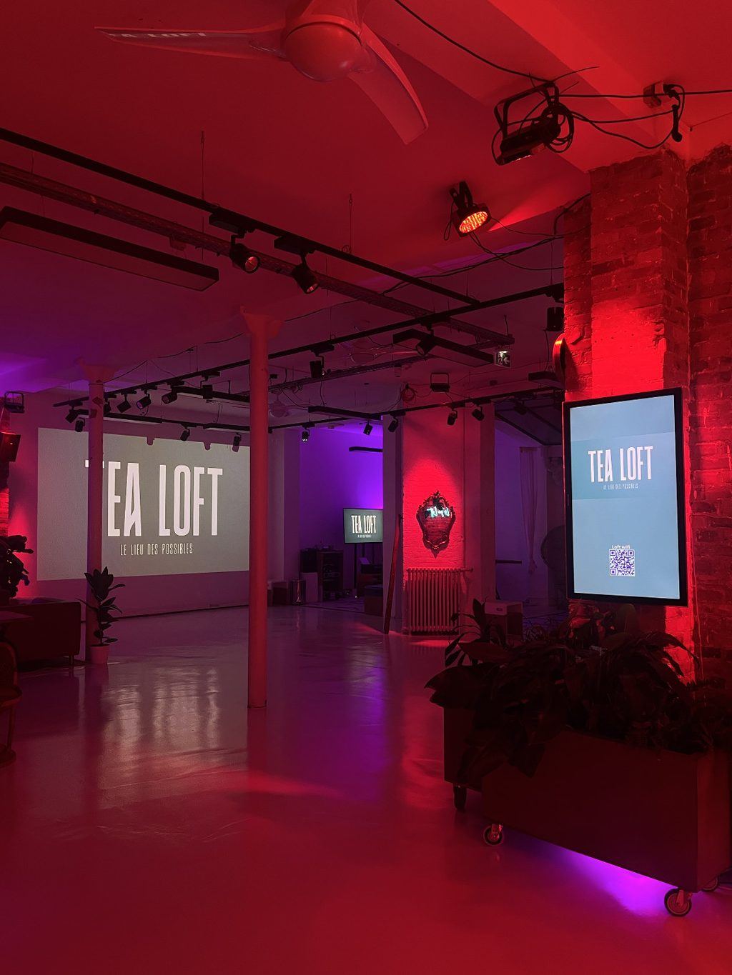 Soirée privatisée au Tea Loft, éclairage d'ambiance